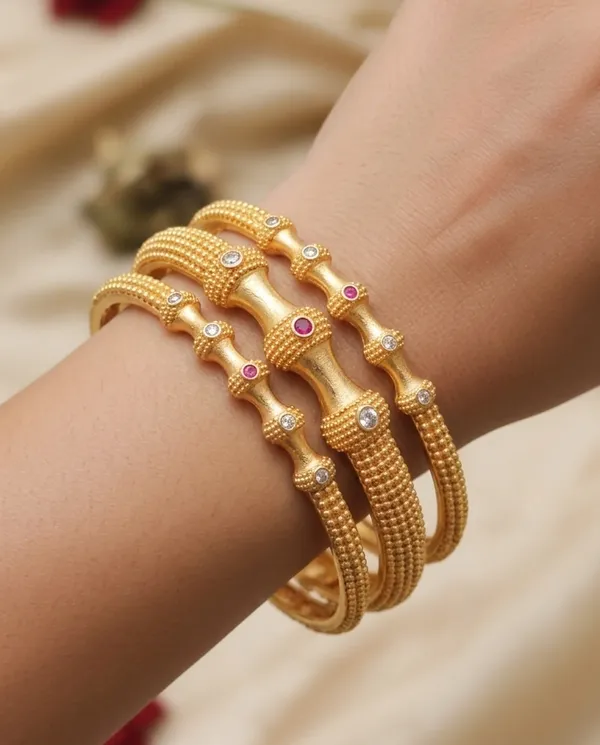 High_Gold_Plated_Diamond_Studded_6_Pcs_Bangles_for_women