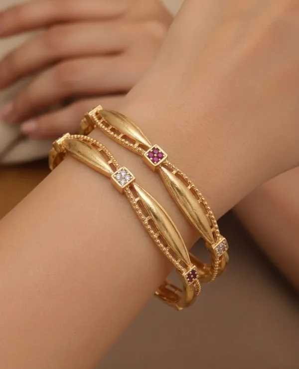 Gold_Plated_Bangles_|_Beautiful_Design_With_Cz_Diamond_2_Pcs