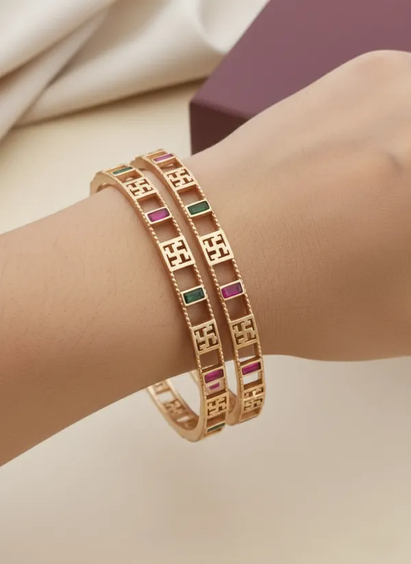 Gold_Plated_Bangles_|_Beautiful_Design_With_Cz_Diamond_2_Pcs