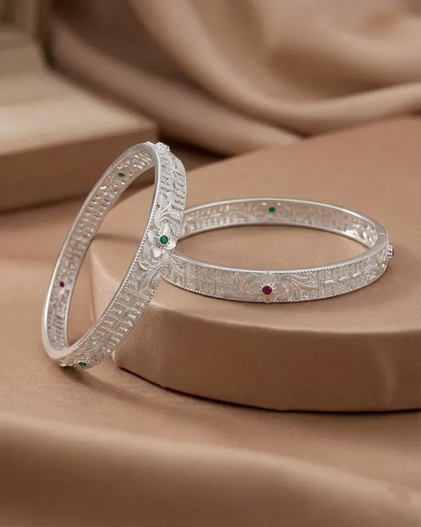 Ruby_and_Green__Studded_Silver_Plated_Bangles_For_Women
