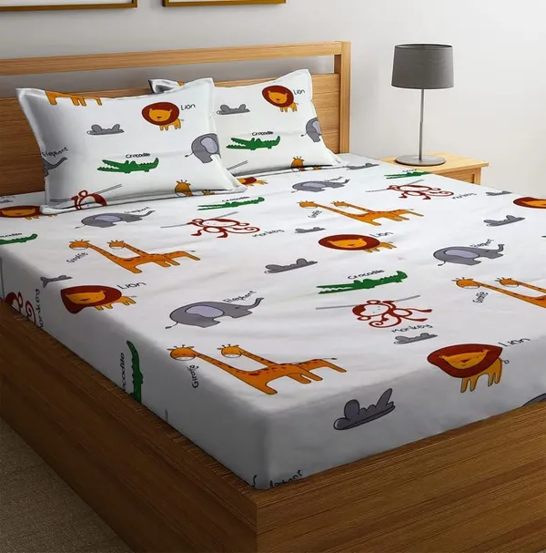 Sky_Blue_Fitted_Bedsheet_Set_With_Pillow_Covers