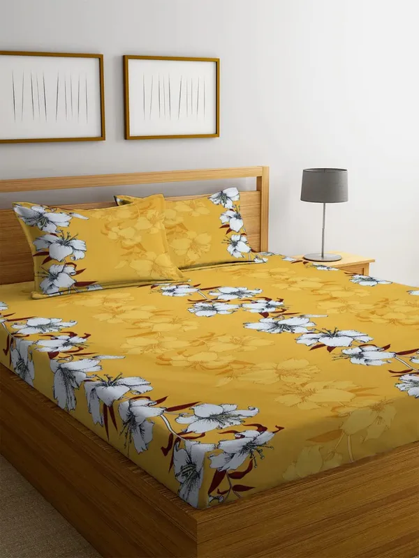 Charcoal_Cotton_Fitted_Bedsheet_With_Pillow_Covers