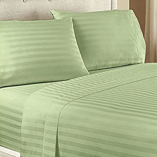 Green_Satin_Striped_Bedsheet_With_Pillow_Covers