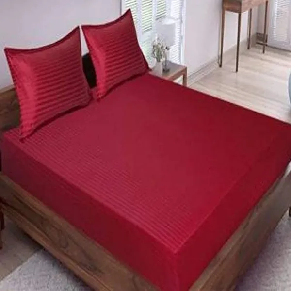 Maroon_Satin_Striped_King_Size_Bedsheet_With_Pillow_Covers