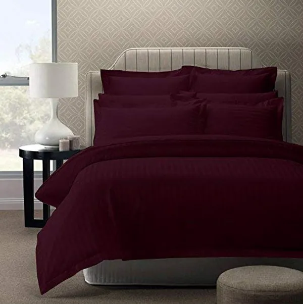 Wine_Satin_Striped_Bedsheet_With_Pillow_Covers
