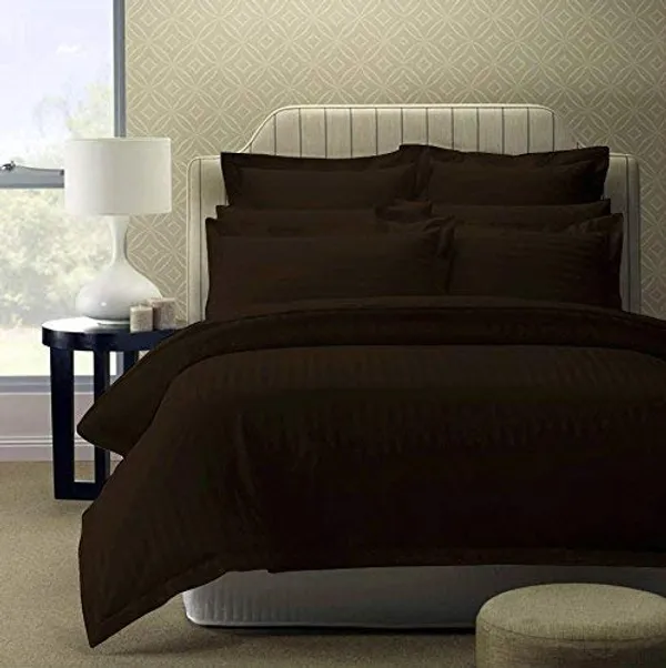 Brown_Satin_Striped_Bedsheet_With_Pillow_Covers