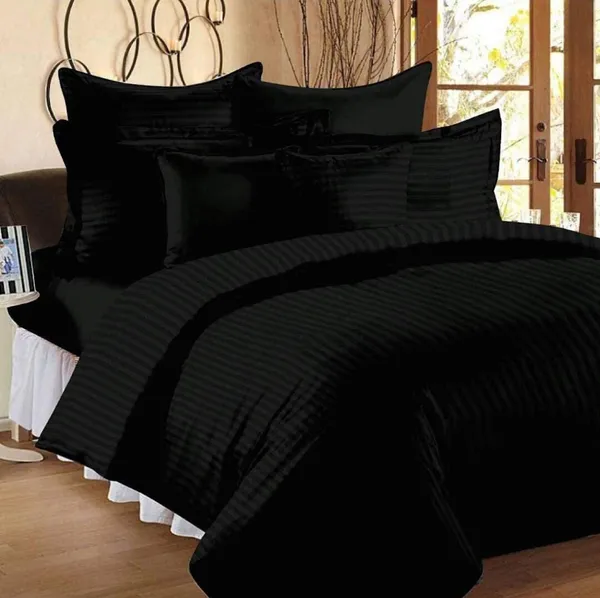 Black_Satin_Striped_Bedsheet_With_Pillow_Covers