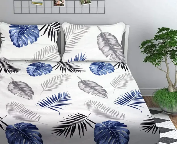Multicolor_Cotton_Elastic_Fitted_Bedsheet_Set_With_Pillow_Covers
