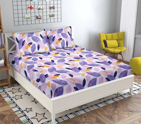 Multicolor_Cotton_Elastic_Fitted_Bedsheet_Set_With_Pillow_Covers