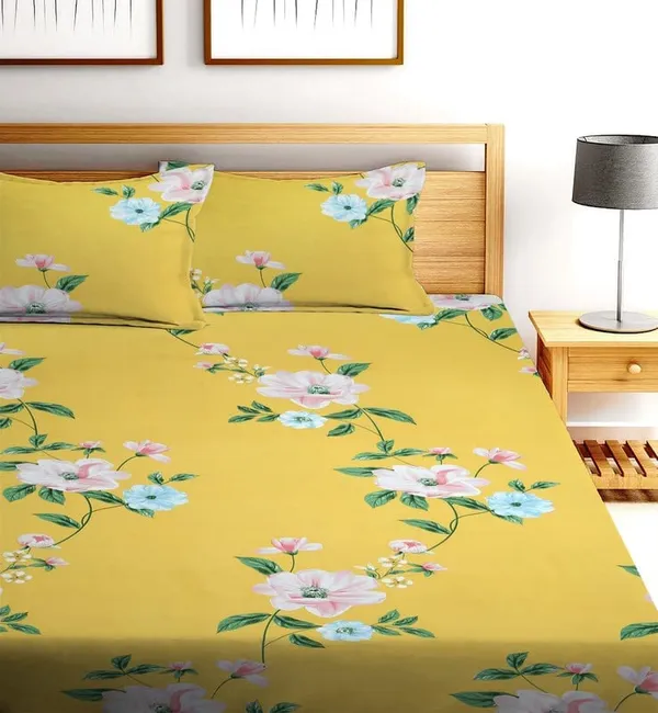 Multicolor_Cotton_Fitted_Bedsheet_Set_With_Pillow_Covers