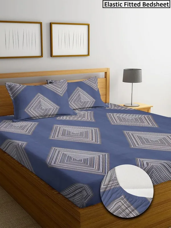 Multicolor_Cotton_Fitted_Bedsheet_With_Pillow_Covers