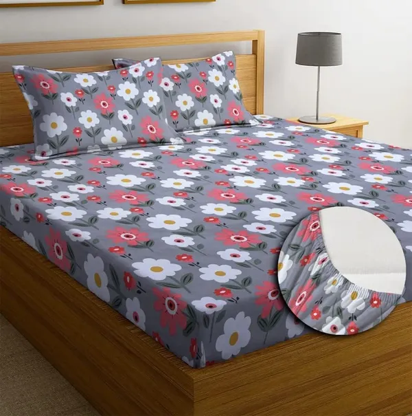 Multicolor_Cotton_Fitted_Bedsheet_Set_With_Pillow_Covers