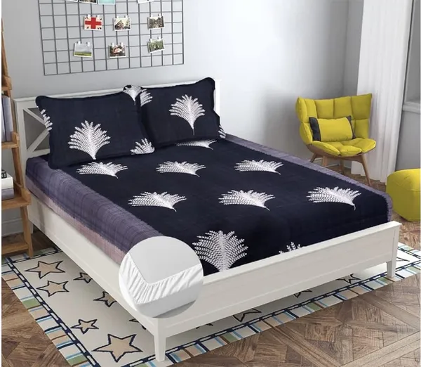 Multicolor_Cotton_Fitted_Bedsheet_Set_With_Pillow_Covers