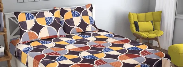 Multicolor_Cotton_Fitted_Bedsheet_With_Pillow_Covers