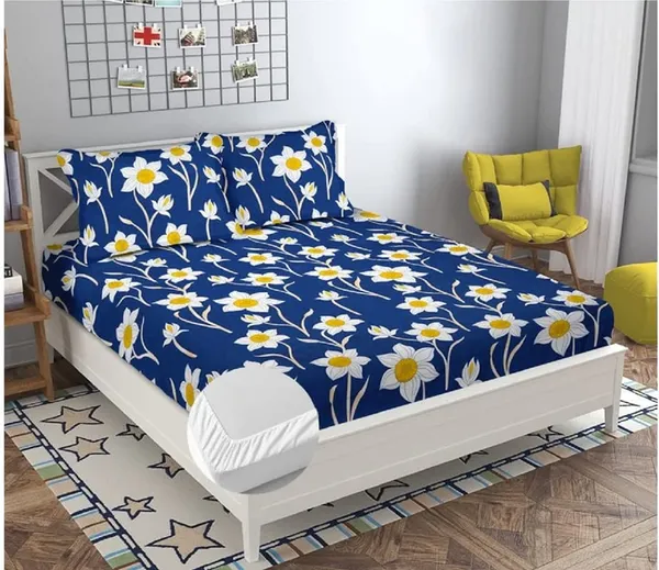 Multicolor_Cotton_Fitted_Bedsheet_With_Pillow_Covers