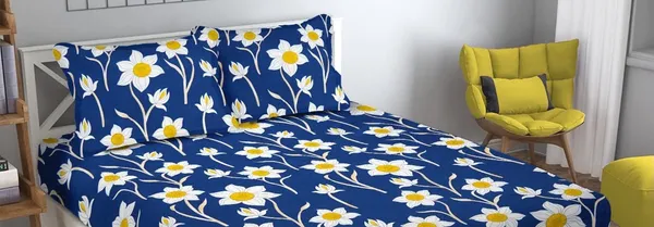 Multicolor_Cotton_Fitted_Bedsheet_With_Pillow_Covers