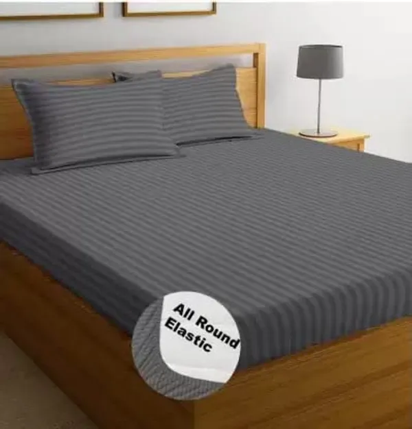 Grey_Cotton_Fitted_Bedsheet_With_Pillow_Covers