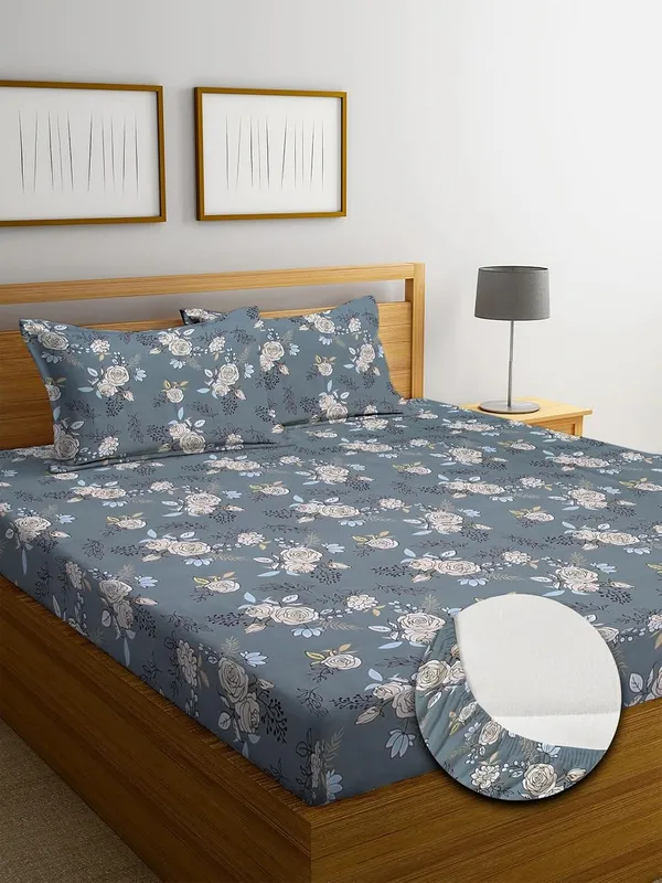 Multicolor_Cotton_Fitted_Bedsheet_Set_With_Pillow_Covers
