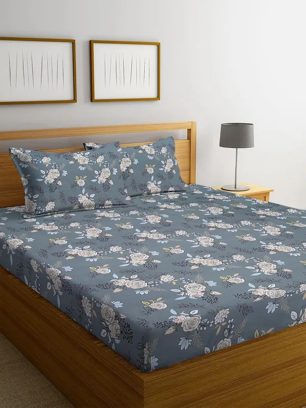 Multicolor_Cotton_Fitted_Bedsheet_Set_With_Pillow_Covers