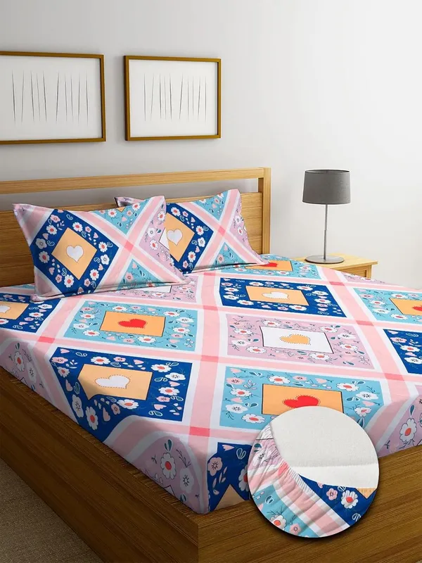 Multicolor_Fitted_Bedsheet_Set_With_Pillow_Covers