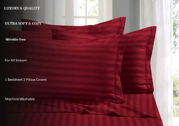 Maroon_Cotton_Striped_Bedsheet_With_Pillow_Covers