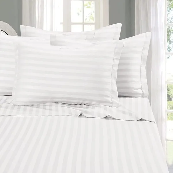 White_Cotton_Striped_Bedsheet_With_Pillow_Covers