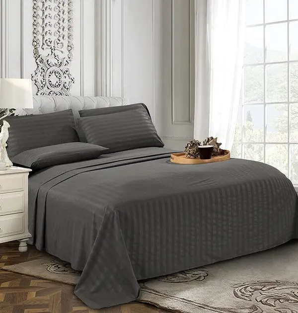 Grey_Cotton_Striped_Bedsheet_With_Pillow_Covers