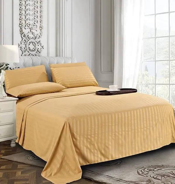 Yellow_Cotton_Striped_Bedsheet_With_Pillow_Covers