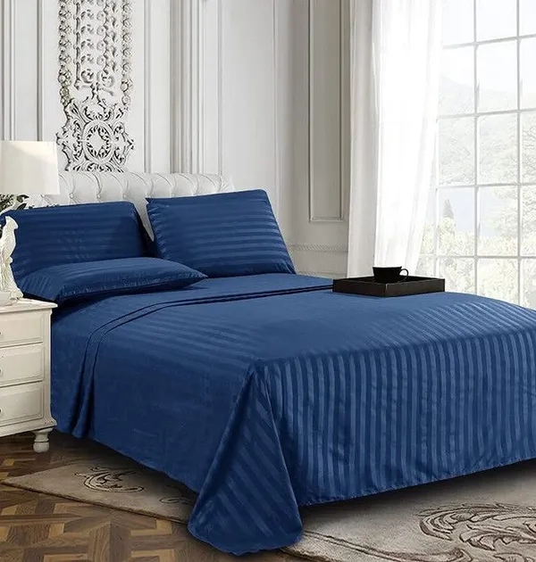 Navy_Blue_Cotton_Striped_Bedsheet_With_Pillow_Covers