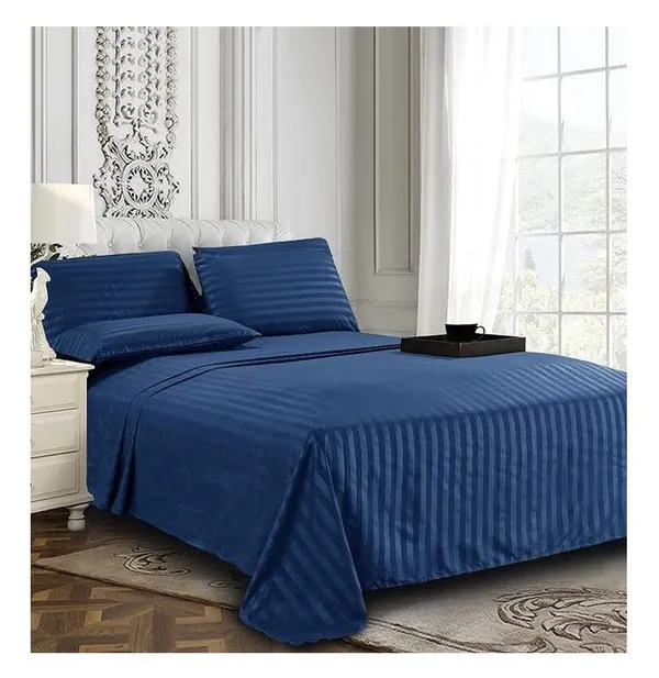 Navy_Blue_Cotton_Striped_Bedsheet_With_Pillow_Covers