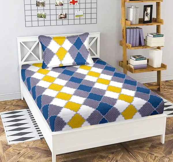 Multicolor_Cotton_Single_Bedsheet_With_Pillow_Cover