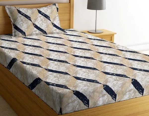 Beige_And_Black_Single_Bed_Bedsheet_With_Pillow_Cover
