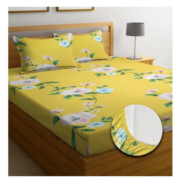 Multicolor_Cotton_Fitted_Bedsheet_With_Pillow_Covers
