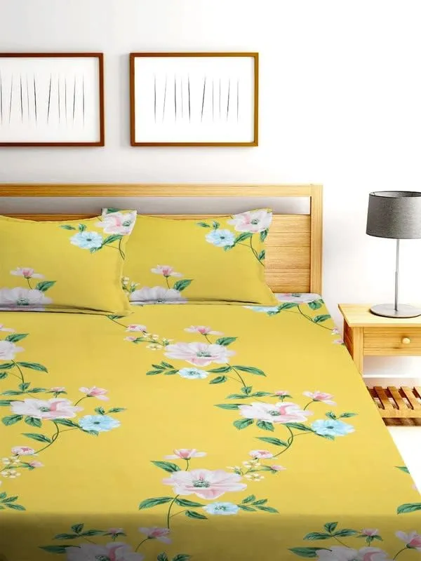 Multicolor_Cotton_Fitted_Bedsheet_With_Pillow_Covers