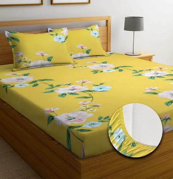 Multicolor_Cotton_Fitted_Bedsheet_With_Pillow_Covers