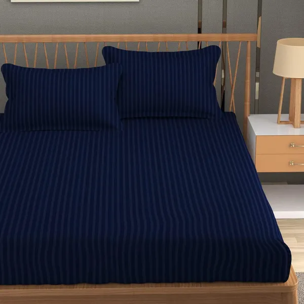 Navy_Blue_Cotton_Bedsheet_With_Pillow_Covers
