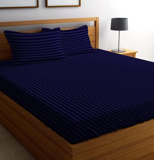 Navy_Blue_Cotton_Bedsheet_With_Pillow_Covers