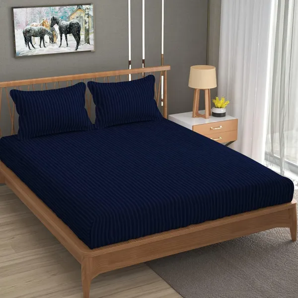 Navy_Blue_Cotton_Bedsheet_With_Pillow_Covers