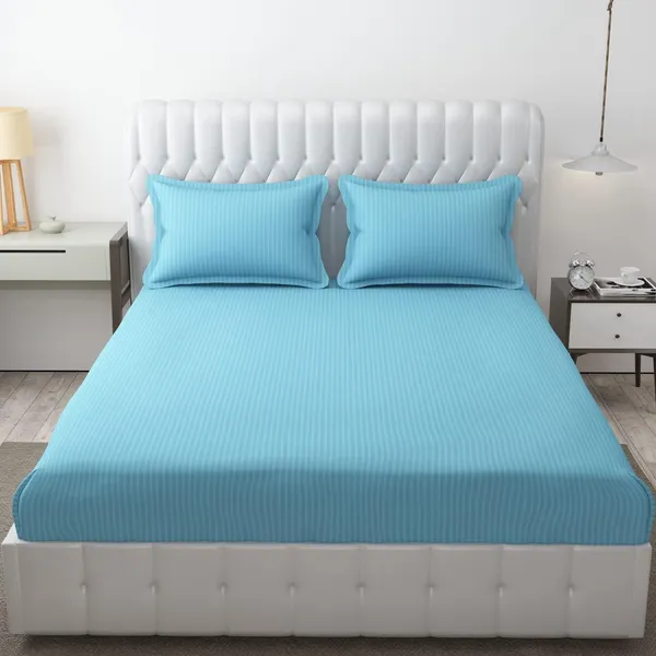 Sky_Blue_Cotton_Bedsheet_With_Pillow_Covers