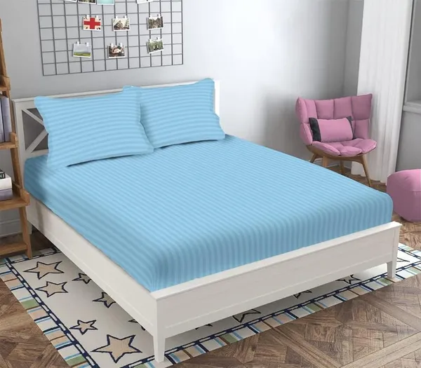 Sky_Blue_Cotton_Bedsheet_With_Pillow_Covers