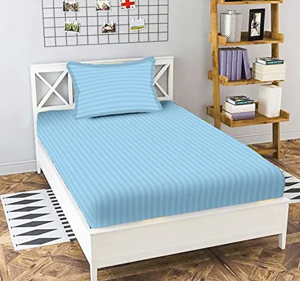 Sky_Blue_Cotton_Bedsheet_With_Pillow_Cover