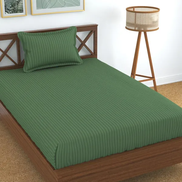 Dark_Green_Cotton_Bedsheet_With_Pillow_Cover