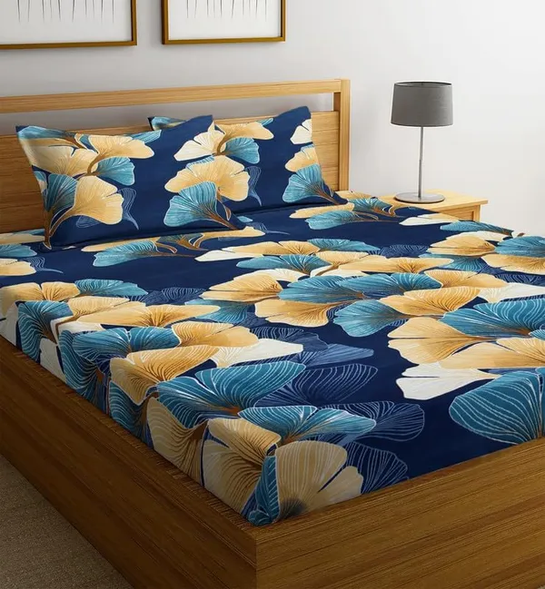 Multicolor_Cotton_Fitted_Bedsheet_With_Pillow_Covers