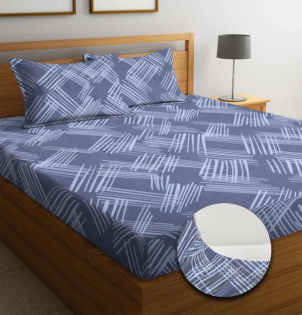 Multicolor_Cotton_Fitted_Bedsheet_Set_With_Pillow_Covers