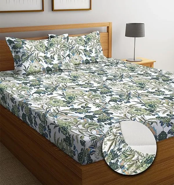 Multicolor_Cotton_Fitted_Bedsheet_Set_With_Pillow_Covers