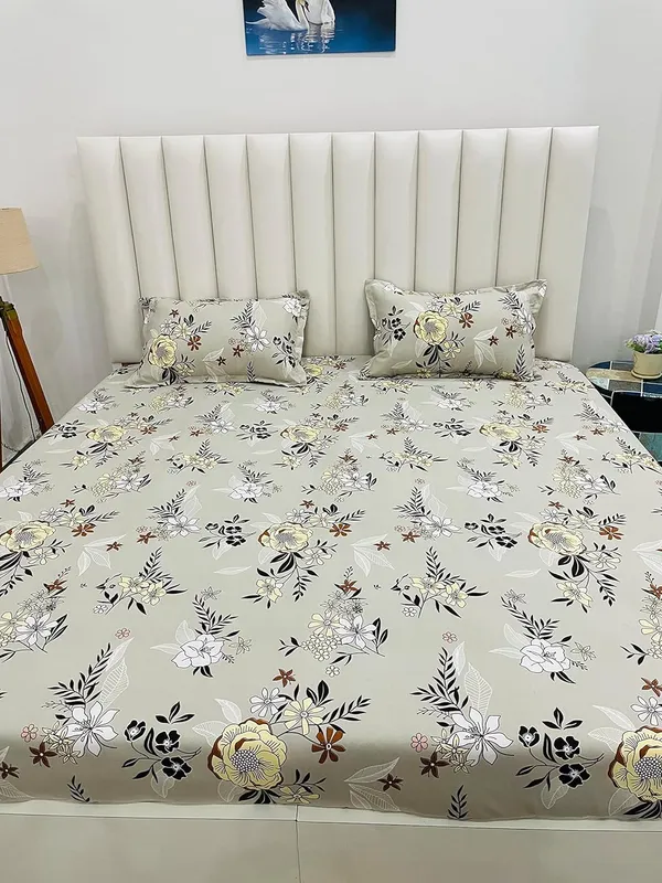 Multicolor_Cotton_Elastic_Fitted_Bedsheet_With_Pillow_Covers