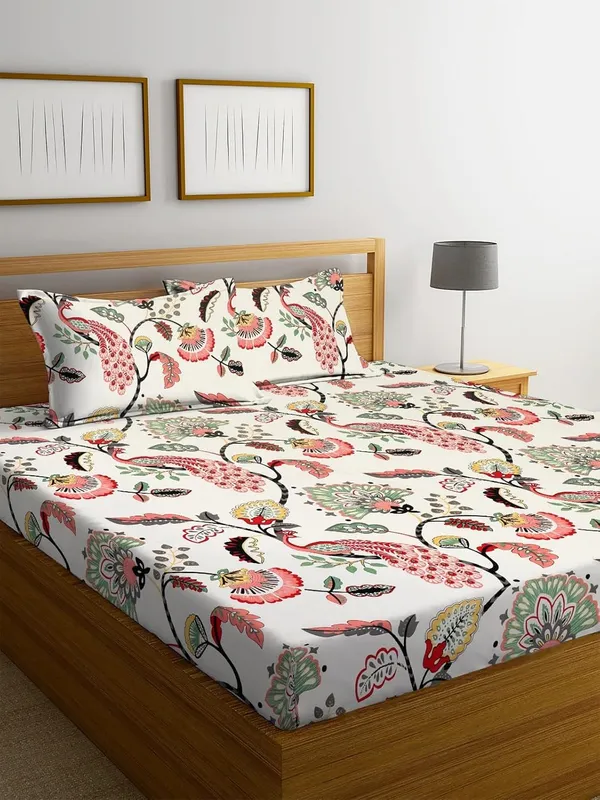 Multicolor_Cotton_Fitted_Bedsheet_With_Pillow_Covers