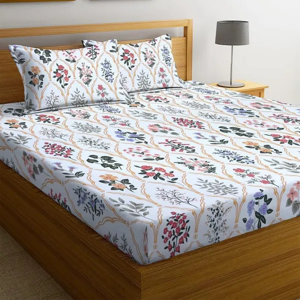 Multicolor_Cotton_Fitted_Bedsheet_With_Pillow_Covers