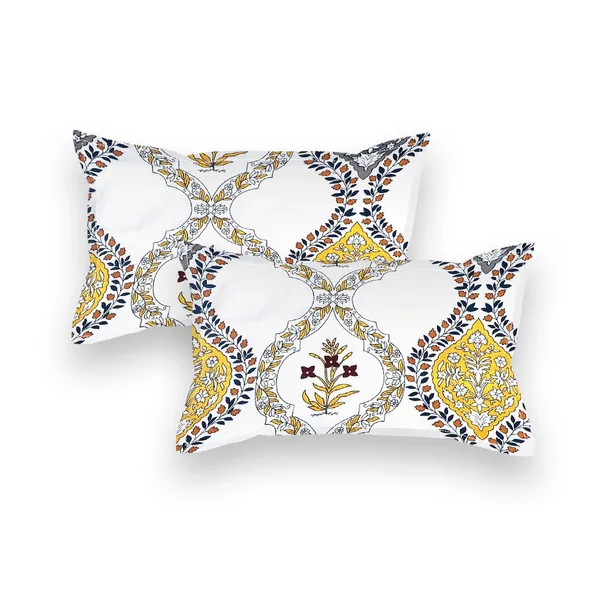 Multicolor_Cotton_Fitted_Bedsheet_With_Pillow_Covers