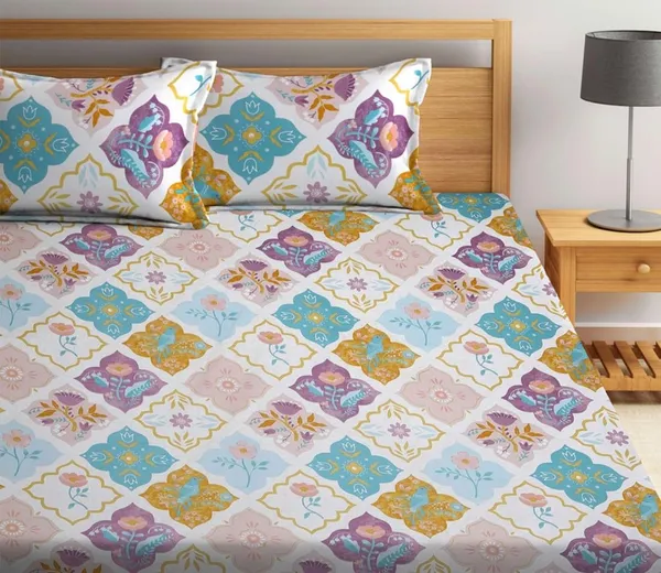 Multicolor_Cotton_Flat_Bedsheet_With_Pillow_Covers